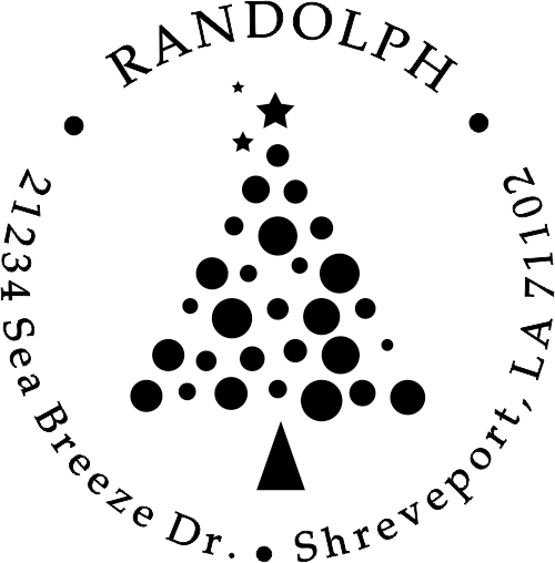 Polka Dot Christmas Tree Return Address European Hand Stamp