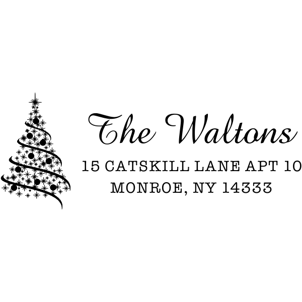 Walton Christmas Tree Address European Hand Stamp
