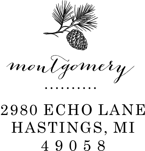 Montgomery Pine Winter Return Address European Hand Stamp