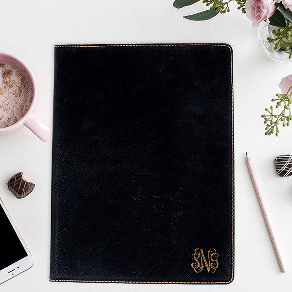 Small Corner Monogram Leatherette Portfolio