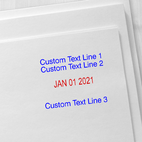 Trodat Professional 2 Top Lines 1 Bottom Date Stamp Imprint Example