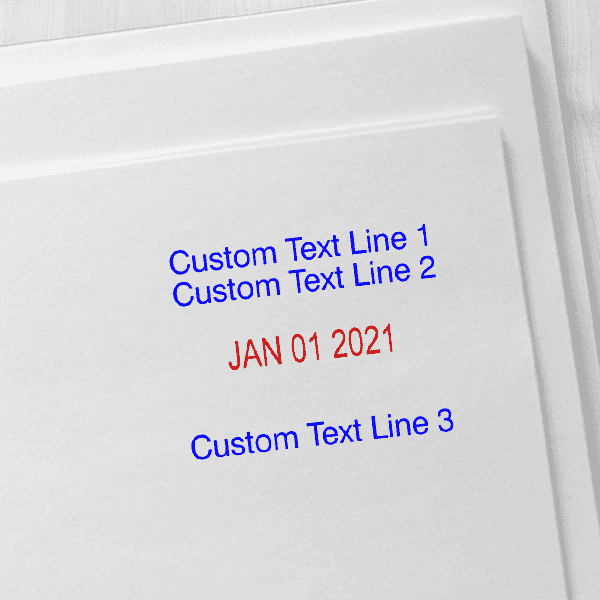 Trodat Professional 2 Top Lines 1 Bottom Date Stamp Imprint Example