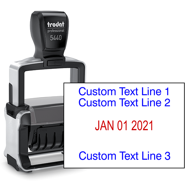 Trodat Professional 2 Top Lines 1 Bottom Date Stamp