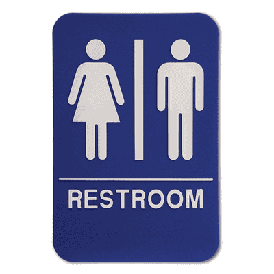 Blue Unisex ADA Braille Restroom Sign