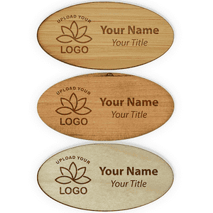 Engraved Oval Wood Name Tag | 1 ½” x 3”