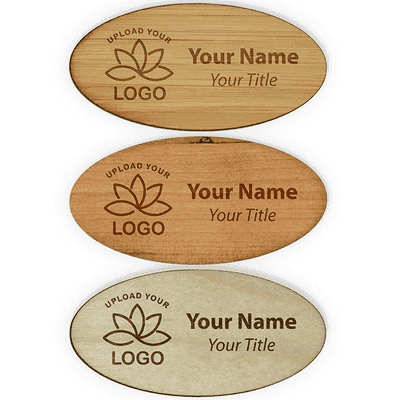 Engraved Oval Wood Name Tag - 1.5" x 3"