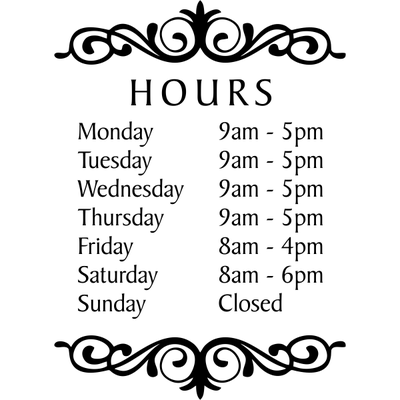 Baker Die Cut Hours of Operation Decal | 16" x 12"