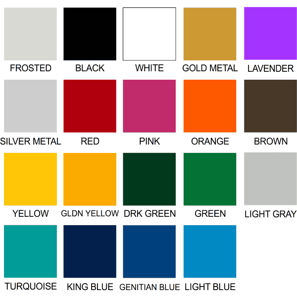 Color options for vinyl decals