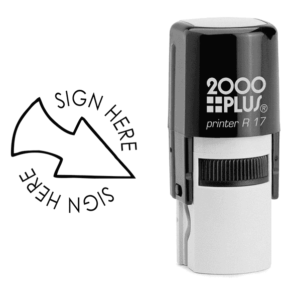 Sign Here Arrow Self Inking Stamp Body and Design
