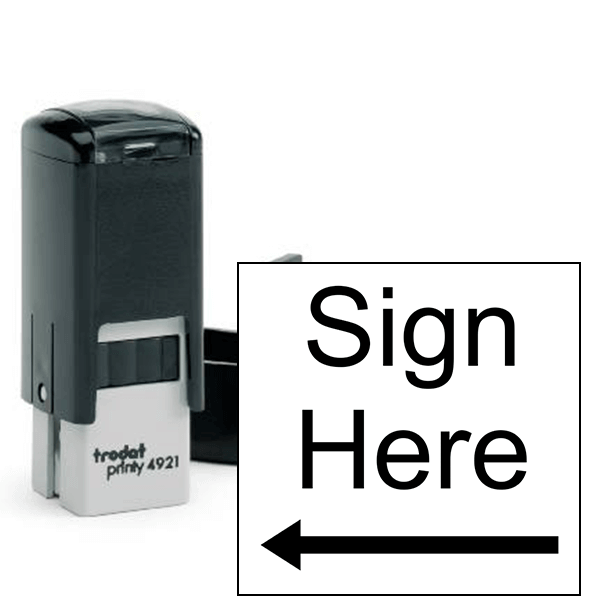 Sign Here Left Arrow Self Inking Stamp