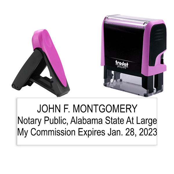 Alabama Notary Pink Stamp - Rectangle