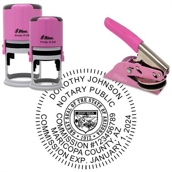Arizona Notary Pink Stamp - Round Design