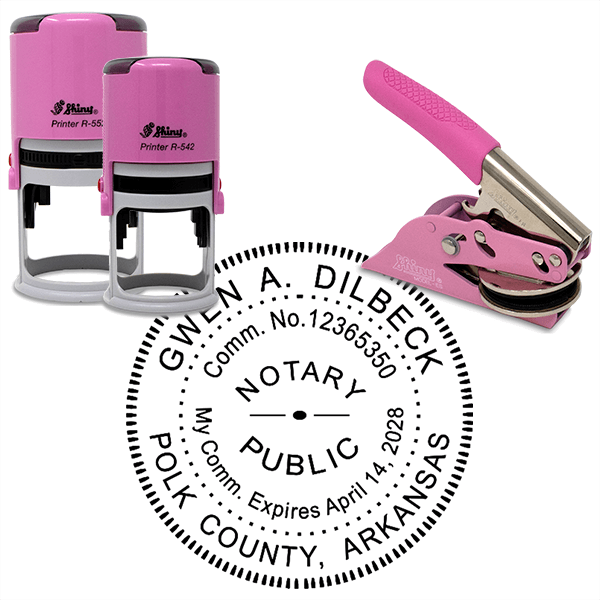 Arkansas Notary Pink - Round Design