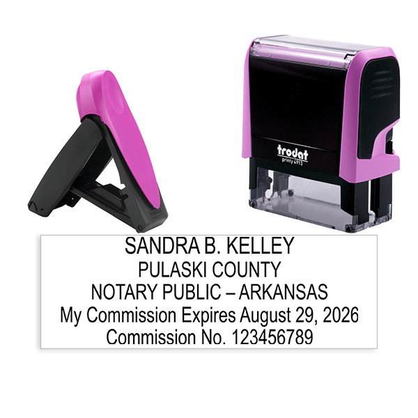 Arkansas Notary Pink Stamp - Rectangle