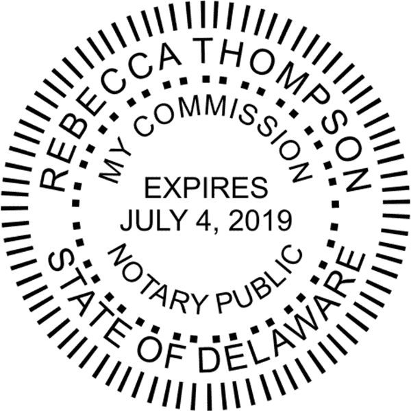 Delaware Round Pink Notary Seal