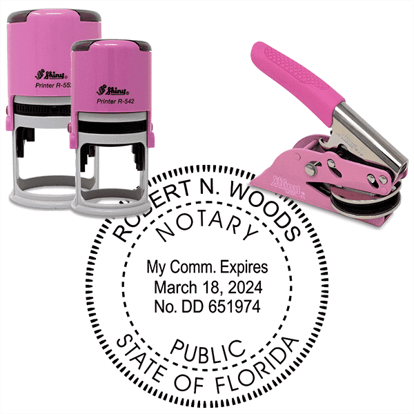 Florida Round Pink Notary Seal