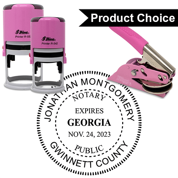 Georgia Notary Pink with Expiration - Round Design