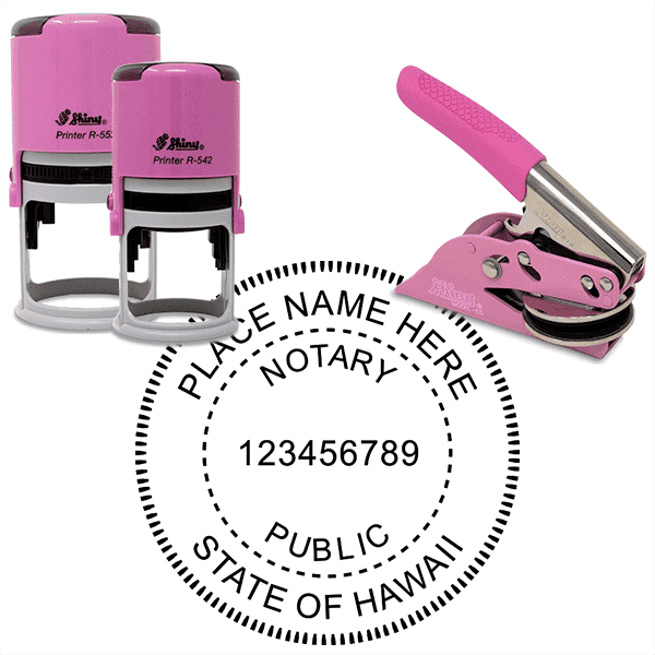 Hawaii Round Pink Notary Seal