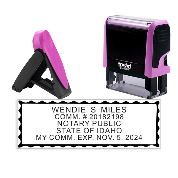 Idaho Notary Pink Stamp - Rectangle