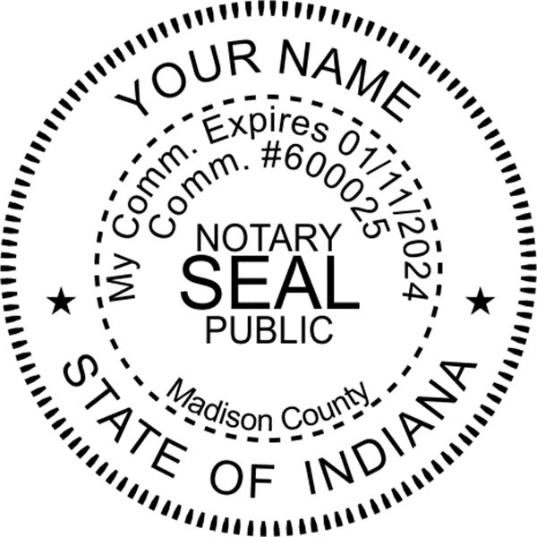 Indiana Round Pink Notary Seal