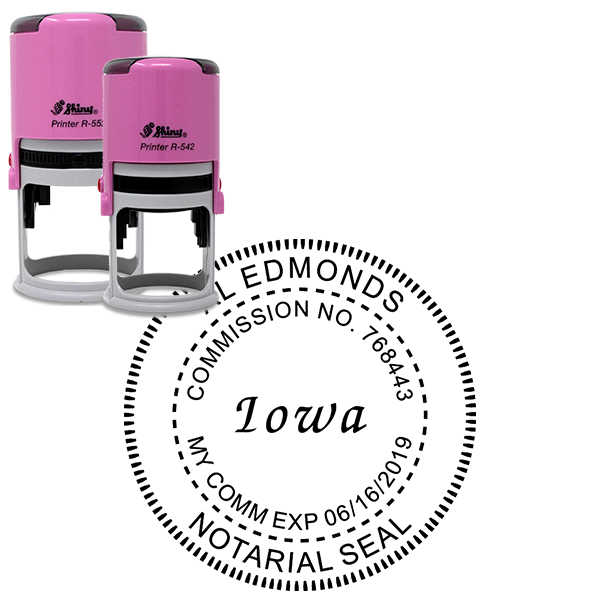 Iowa Notary Pink - Round Design