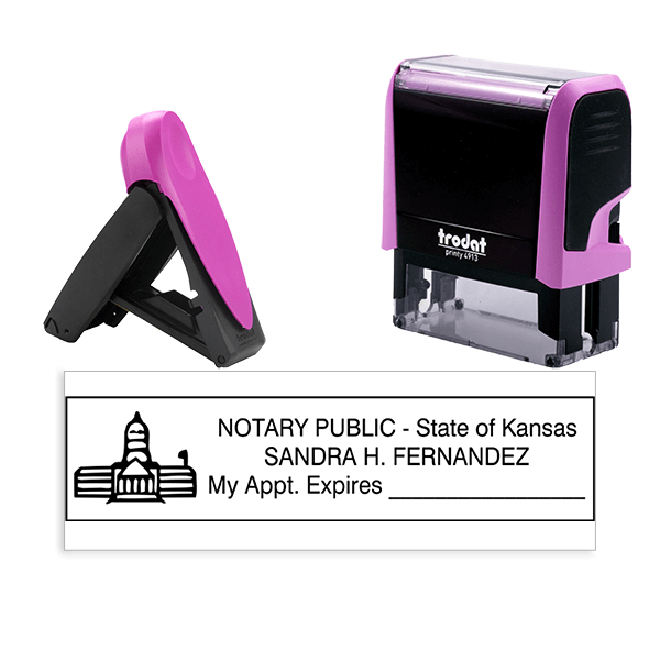 Kansas Notary Pink Stamp - Rectangle