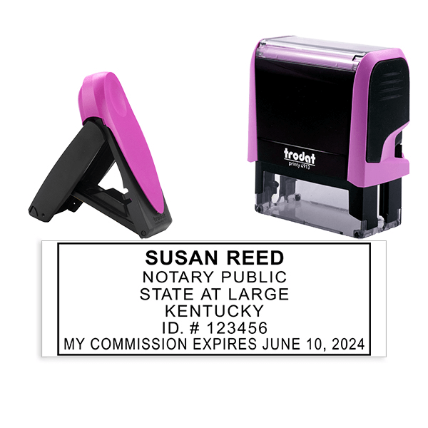Kentucky Notary Pink Stamp - Rectangle