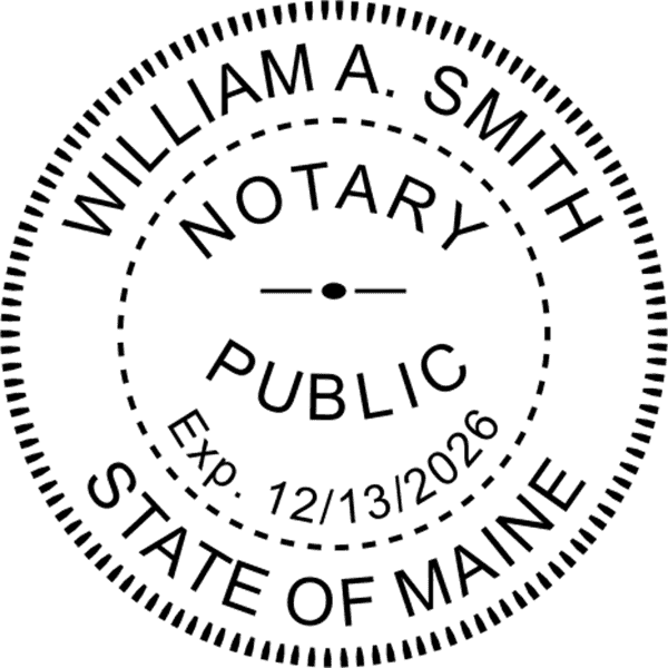 Maine Round Pink Notary Seal