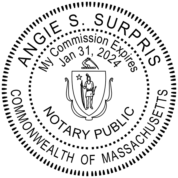 Massachusetts Notary Pink - Round Design Imprint Example