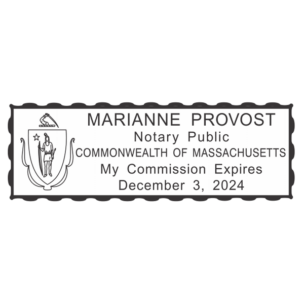 Massachusetts Notary Pink Stamp Rectangle HC Brands