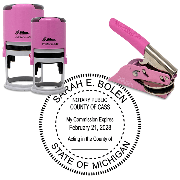 Michigan Notary Pink - Round Design Seal