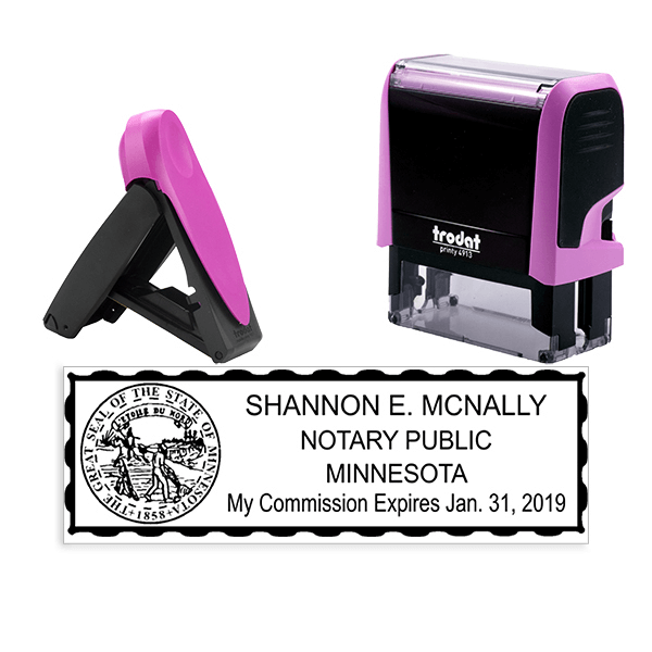 Minnesota Notary Pink Stamp - Rectangle