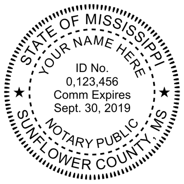 Mississippi Round Pink Notary Seal