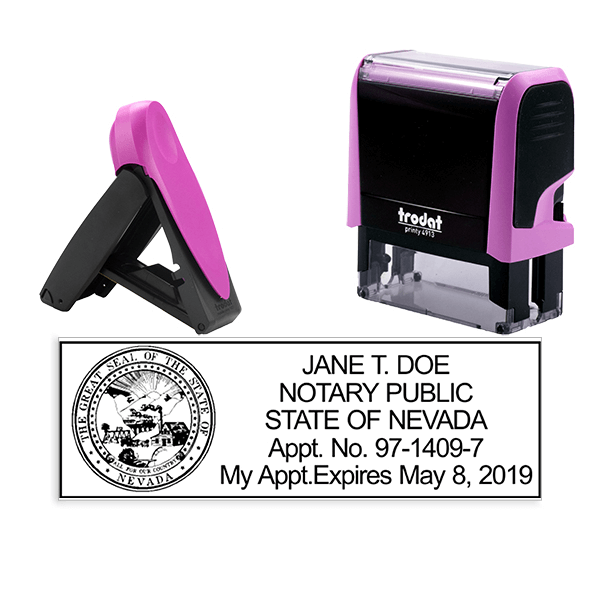 Nevada Notary Pink Stamp - Rectangle