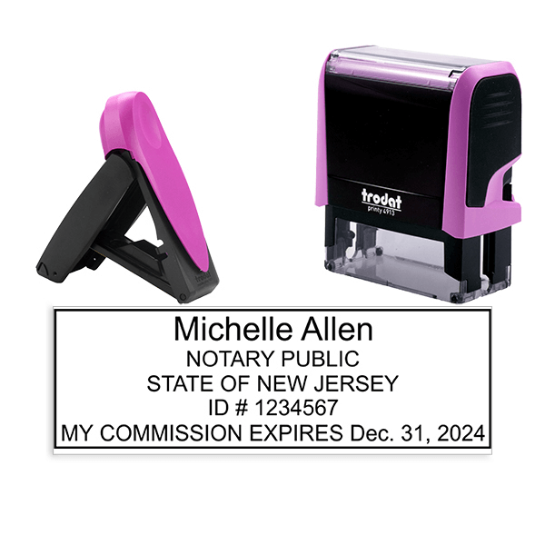 New Jersey Notary Pink Stamp - Rectangle