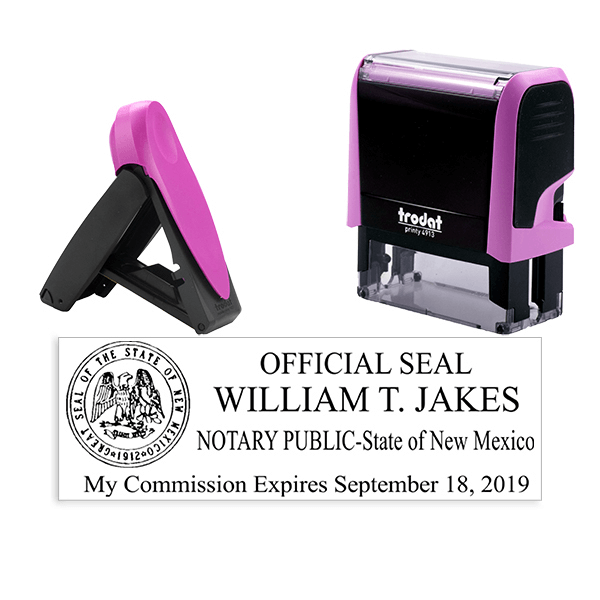 New Mexico Notary Pink Stamp - Rectangle