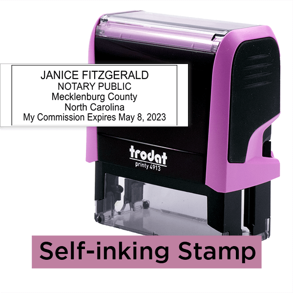 North Carolina Notary Pink Stamp Rectangle HC Brands