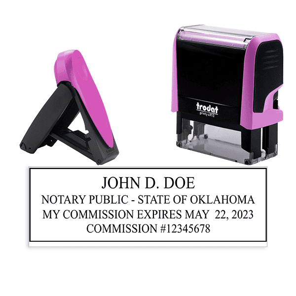Oklahoma Pink Rectangle Notary Stamp