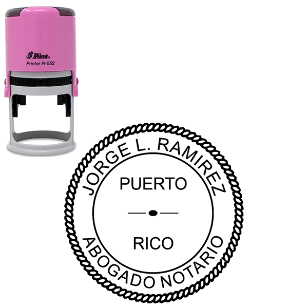 Puerto Rico Notary Pink Stamp - Round Design