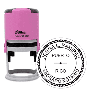 Puerto Rico Notary Pink Stamp - Round Design