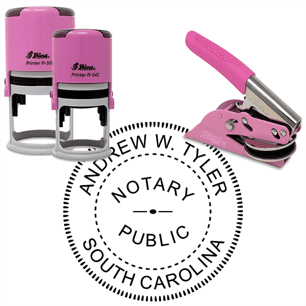 South Carolina Round Pink Notary Seal