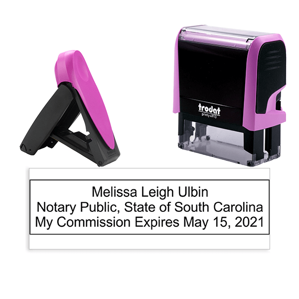 South Carolina Notary Pink Stamp - Rectangle