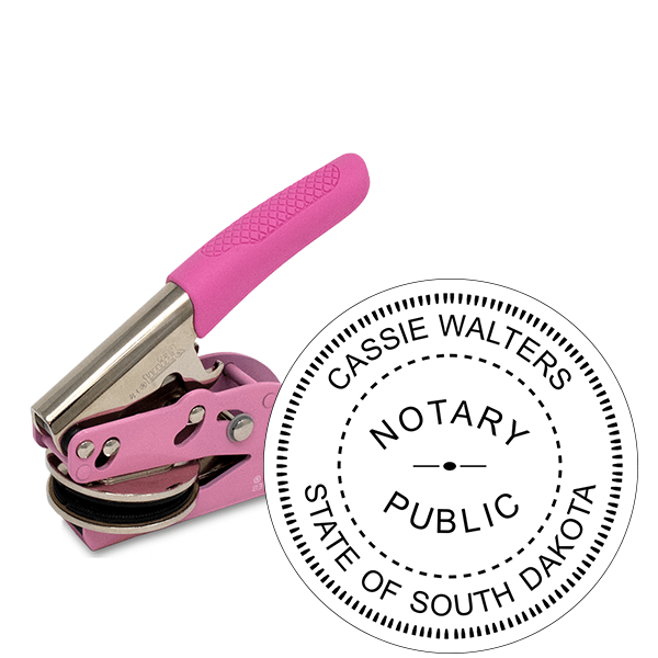 South Dakota Round Pink Notary Embosser Seal