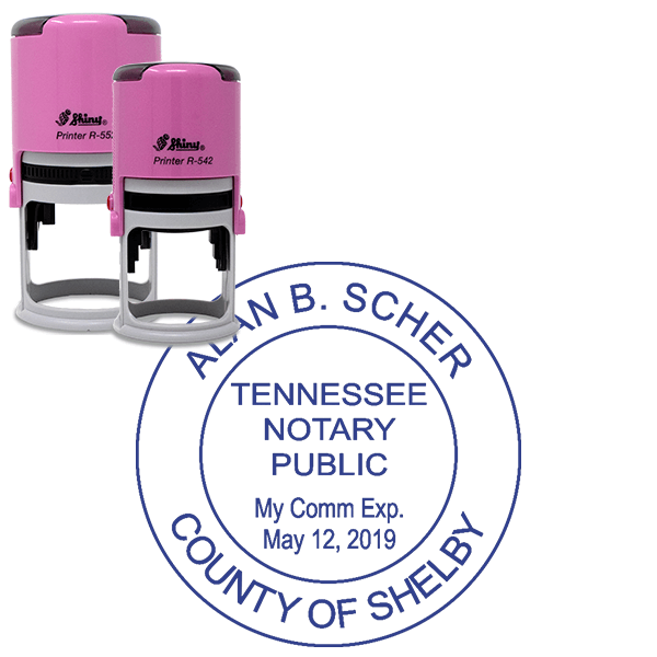 Tennessee Notary Pink Stamp - Round Design