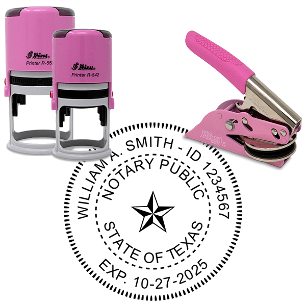 Texas Round Pink Notary Seal