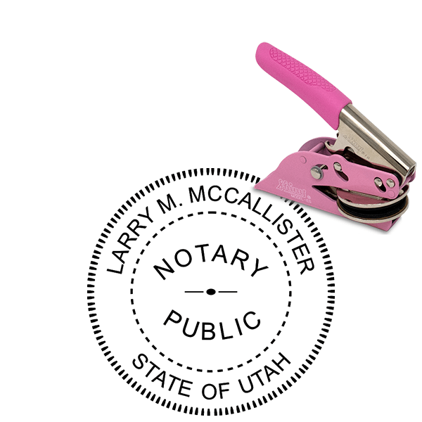 Utah Notary Pink Seal - Round Design