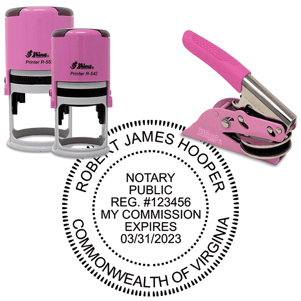 Virginia Round Pink Notary Seal
