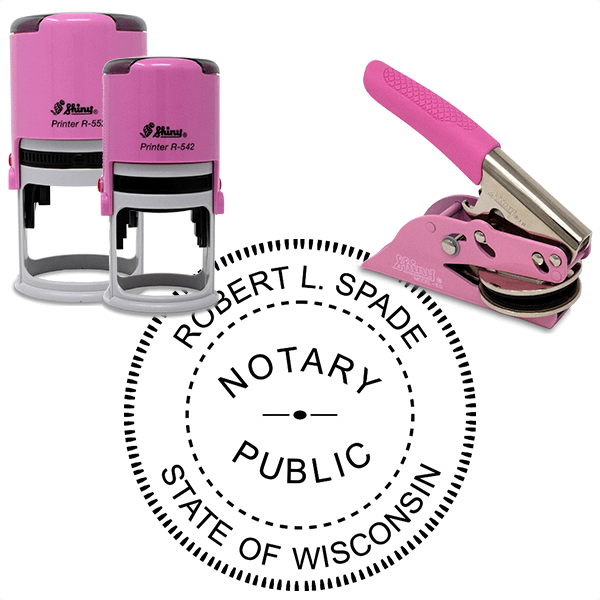 Wisconsin Round Pink Notary Seal