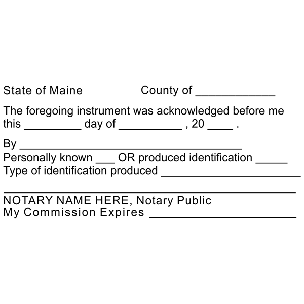 Maine Acknowledgment Notary Stamp Imprint Example