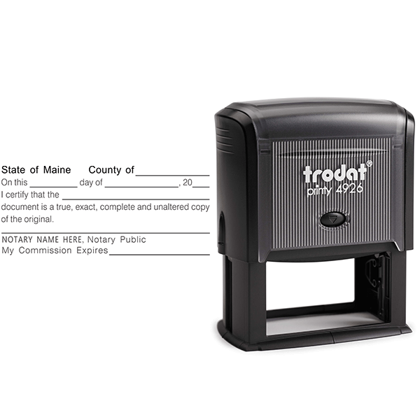 Maine Certified True Copy Notary Stamp Body and Design